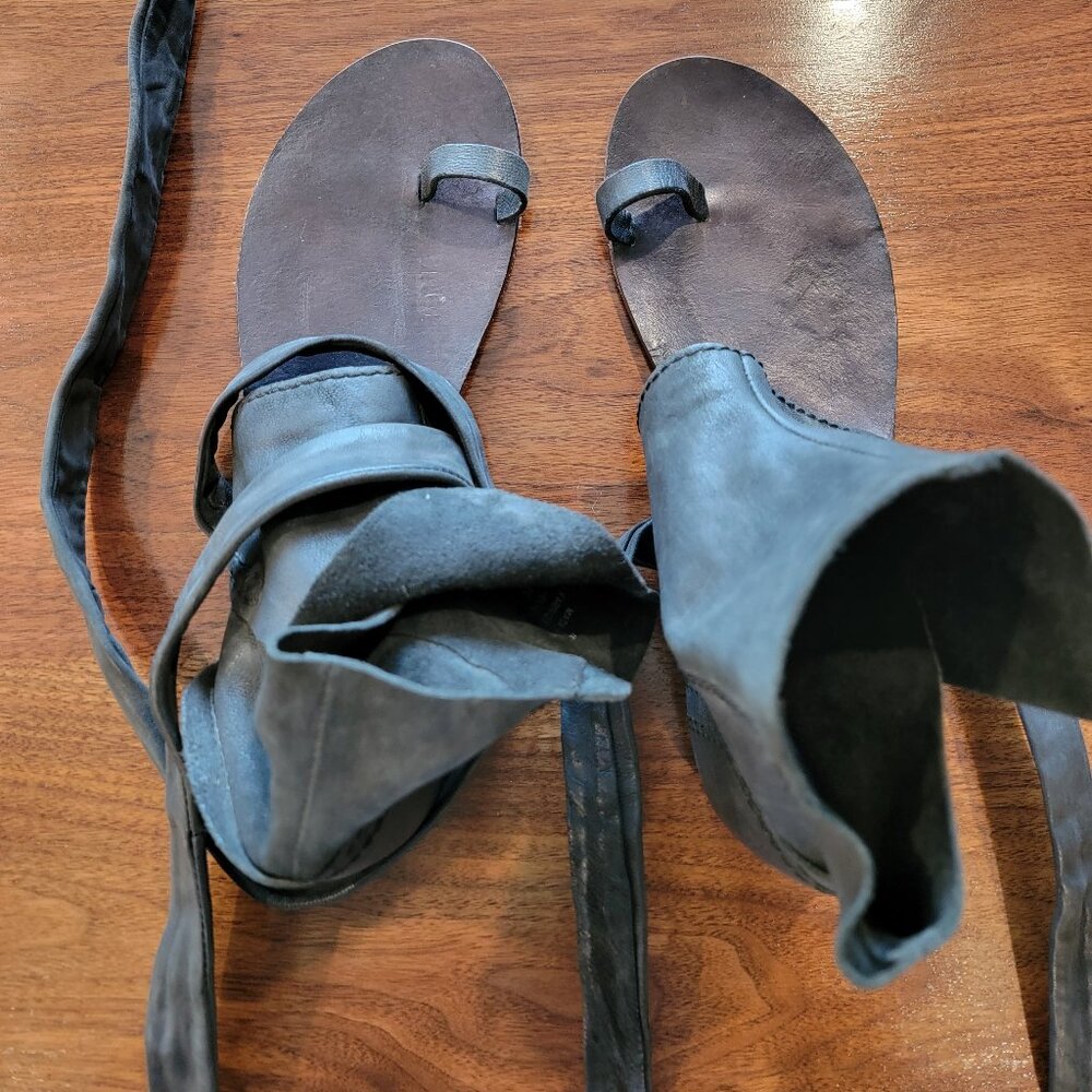Free People Women's Black Delaney Leather Wrap Boot Sandals - Picture 6 of 9